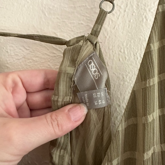 ASOS DESIGN Tiered Cami Maxi Dress with Open Back - Khaki - Picture 3 of 5